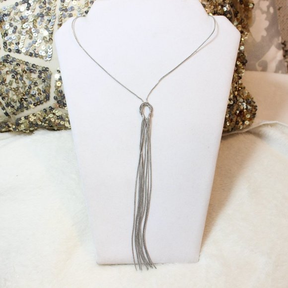🌷Vintage Silver Knot Fringe Dangling Multiple Strand Lariat Necklace🌷 - Picture 1 of 5